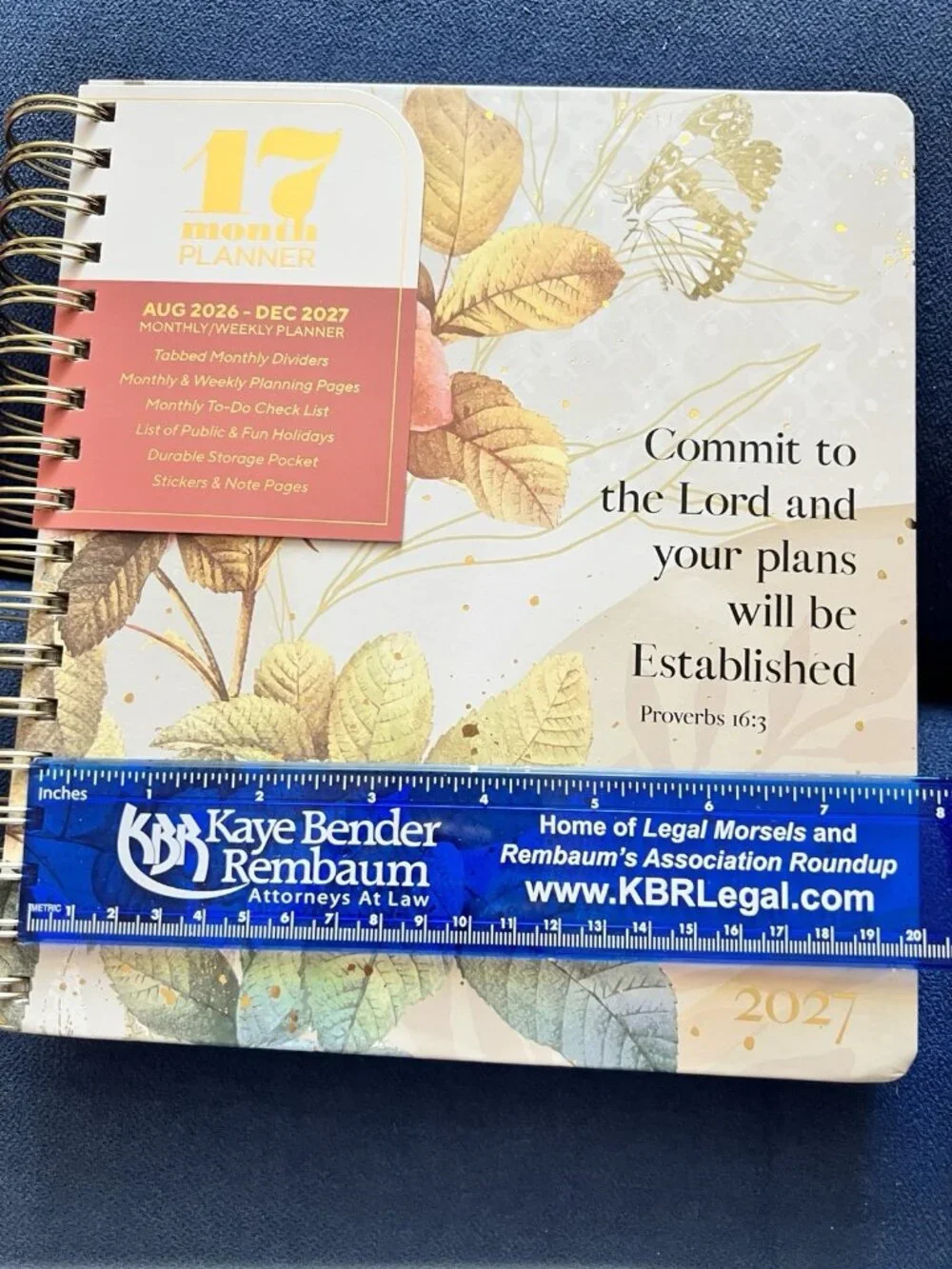 17 Month 2026-2027 Planner Scripture Weekly Planning  Rose Flower Proverbs 16:3